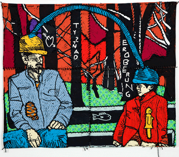 Fredrik Lindqvist- Holzschnitte auf Stoff - woodcuts on textil