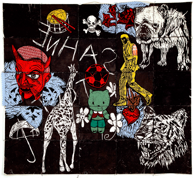 Fredrik Lindqvist- Holzschnitte auf Stoff - woodcuts on textil